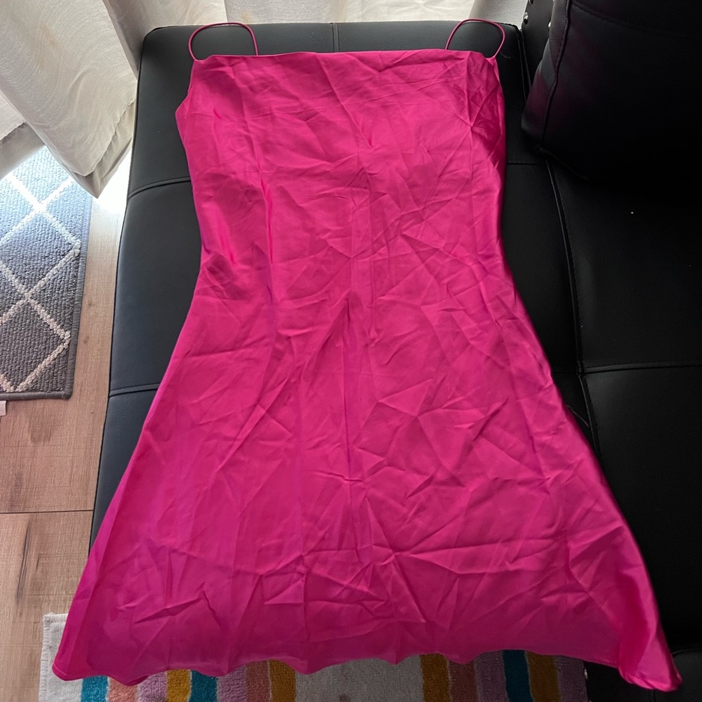Dolls kill hot pink slip/silk dress